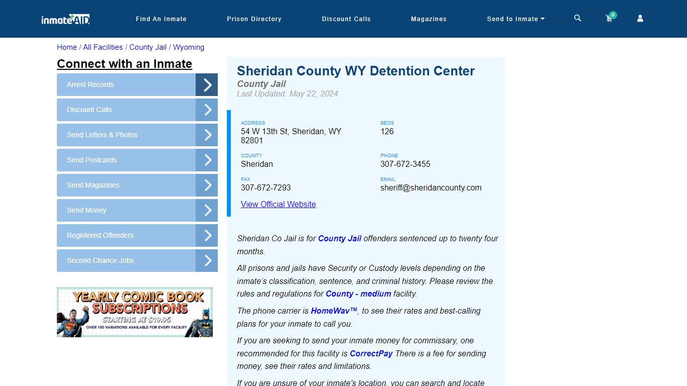 Sheridan County WY Detention Center - Inmate Locator